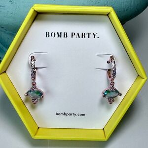 Bomb‎ Party RBP3506 "In the Know" Aquamarine Rose Gold Dangle Drop Earrings